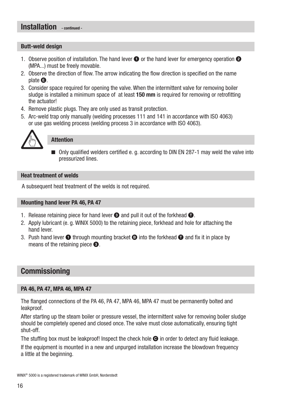 Installation, Commissioning | Flowserve PA46 User Manual | Page 16 / 32