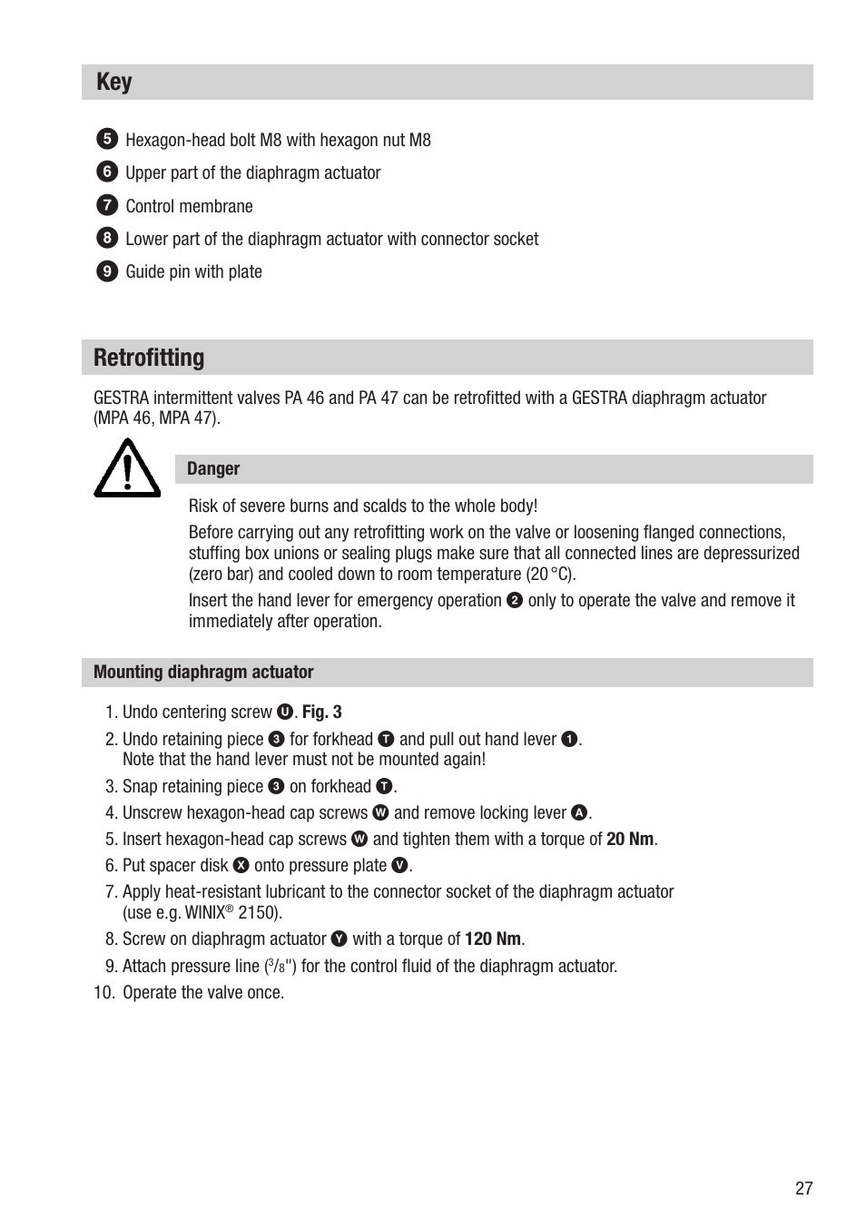 Key 5, Retrofitting | Flowserve PA46 User Manual | Page 27 / 32