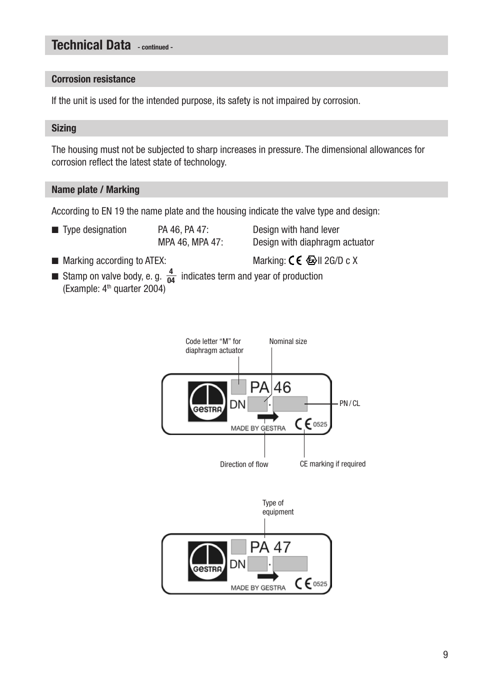 Technical data | Flowserve PA46 User Manual | Page 9 / 32