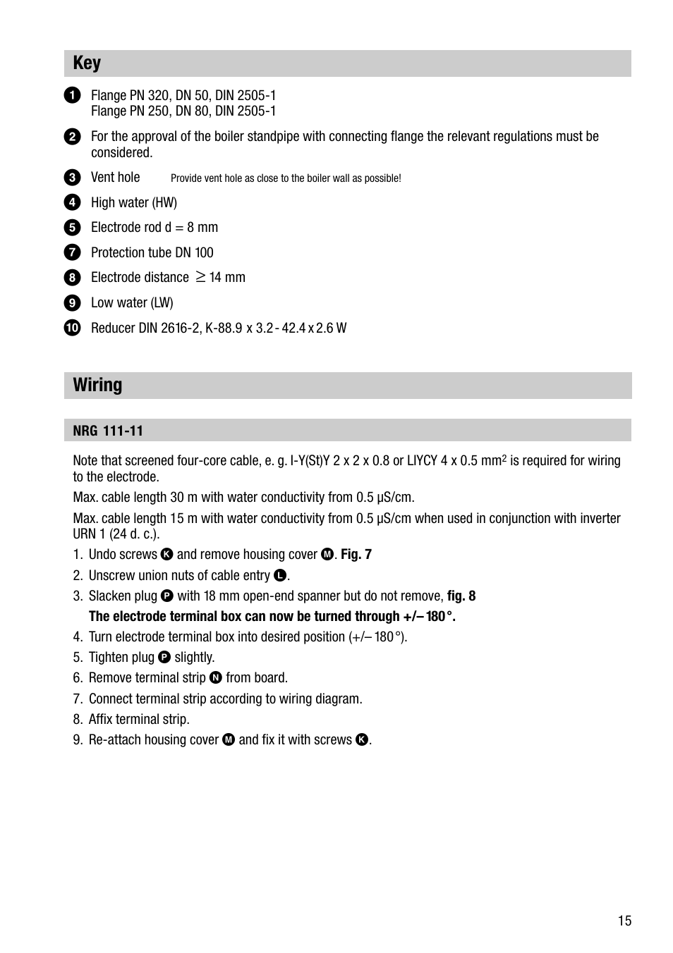 Key wiring | Flowserve NRG 111-11 User Manual | Page 15 / 20