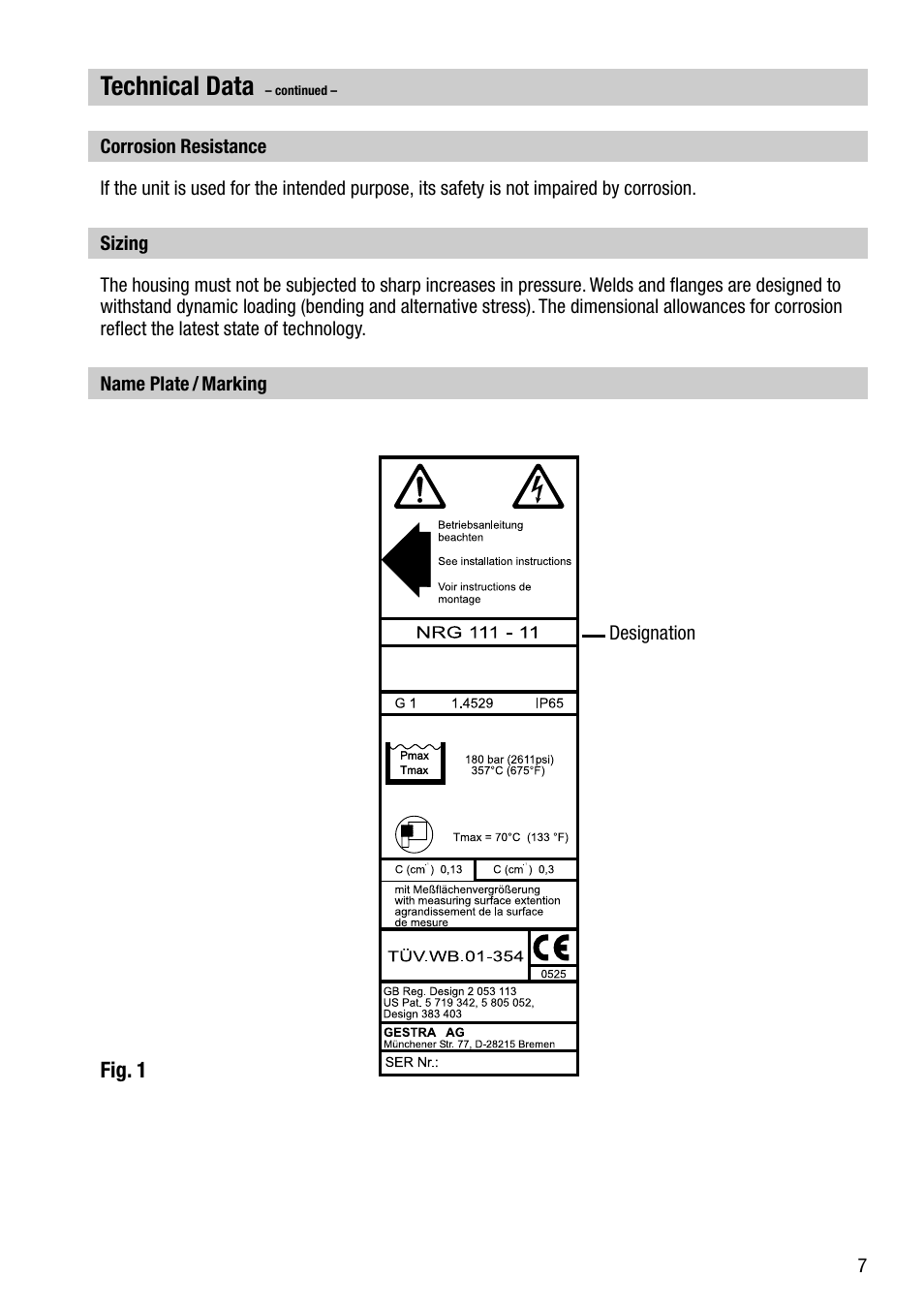 Technical data | Flowserve NRG 111-11 User Manual | Page 7 / 20