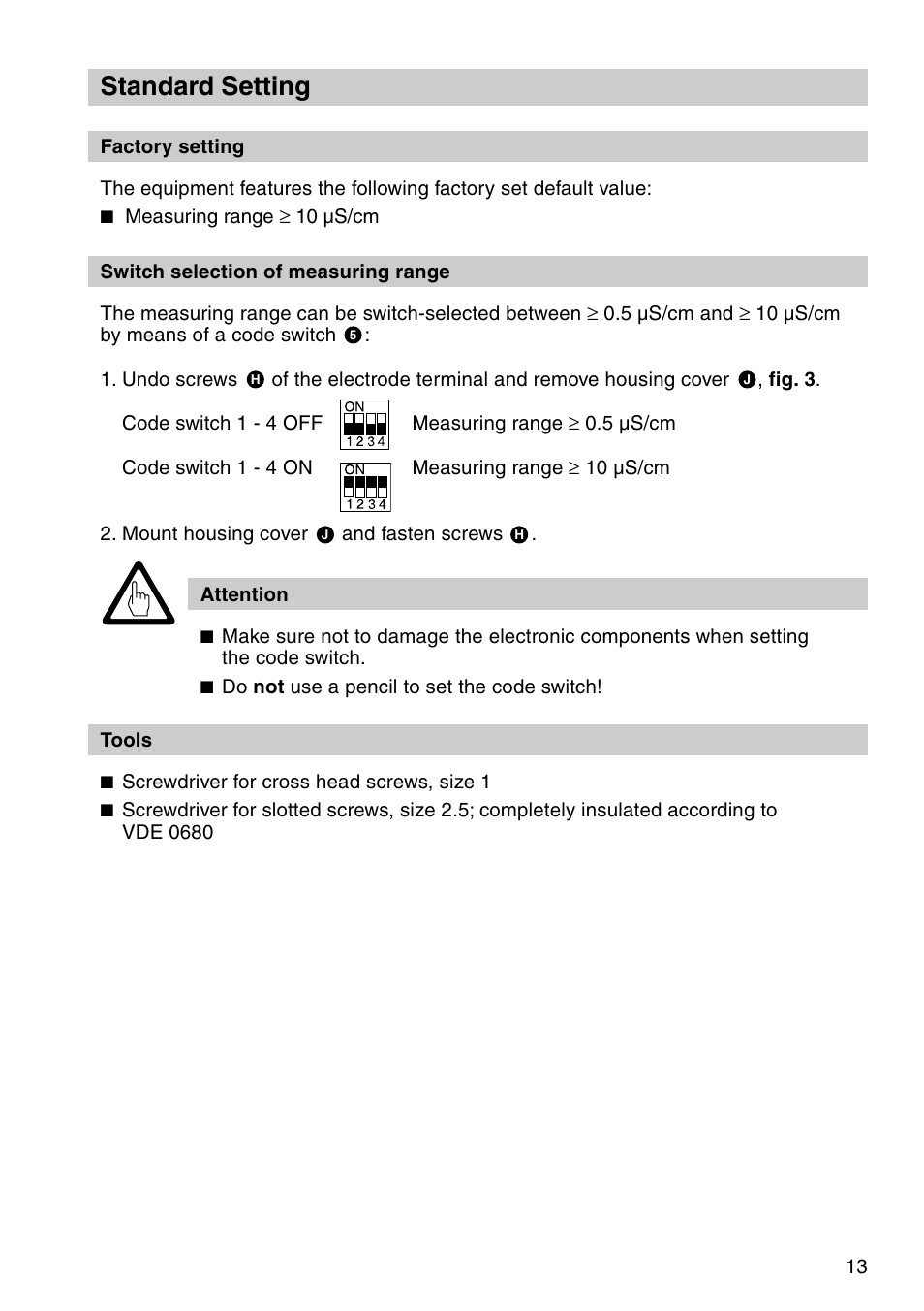 Standard setting | Flowserve ORGS 11-2 User Manual | Page 13 / 20