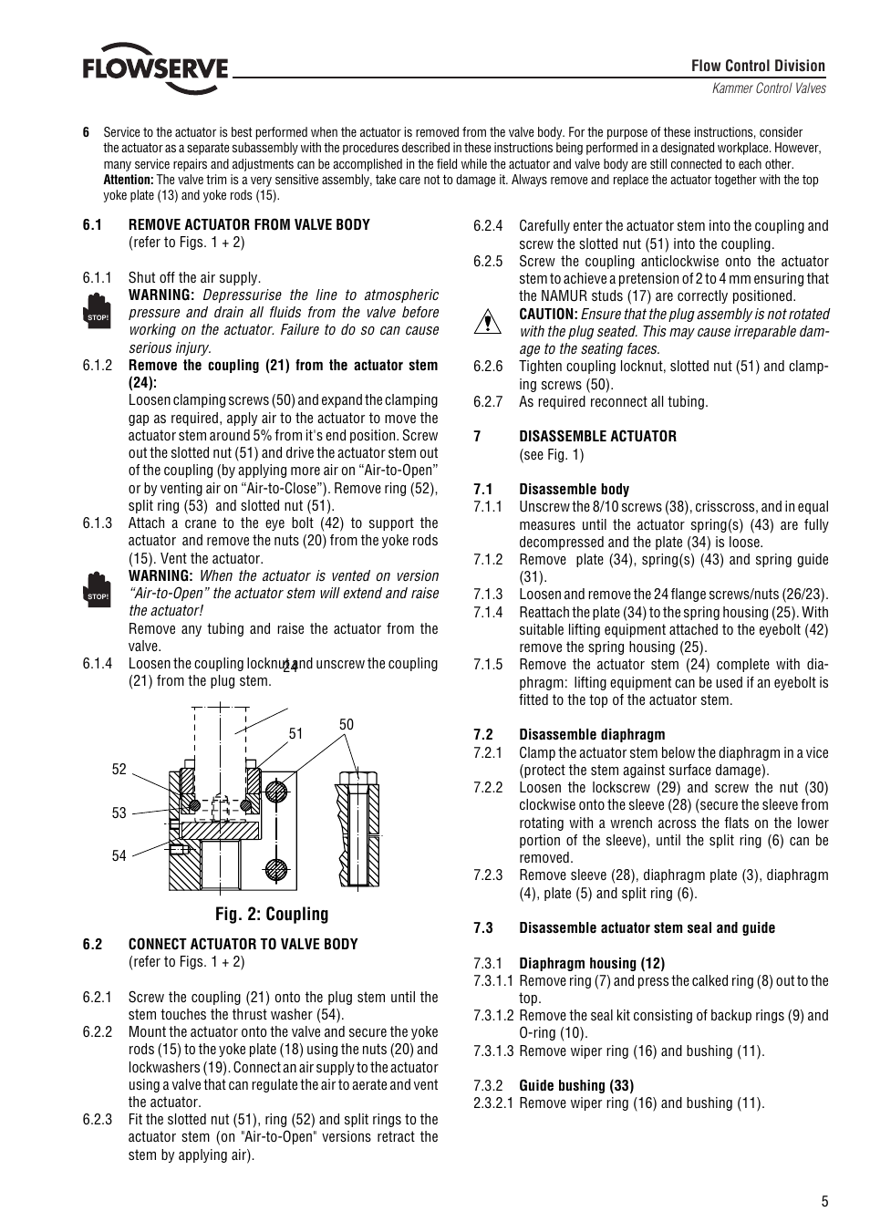 Flowserve 3 Series P6 Type Kämmer Pneumatic Actuator User Manual | Page 5 / 8