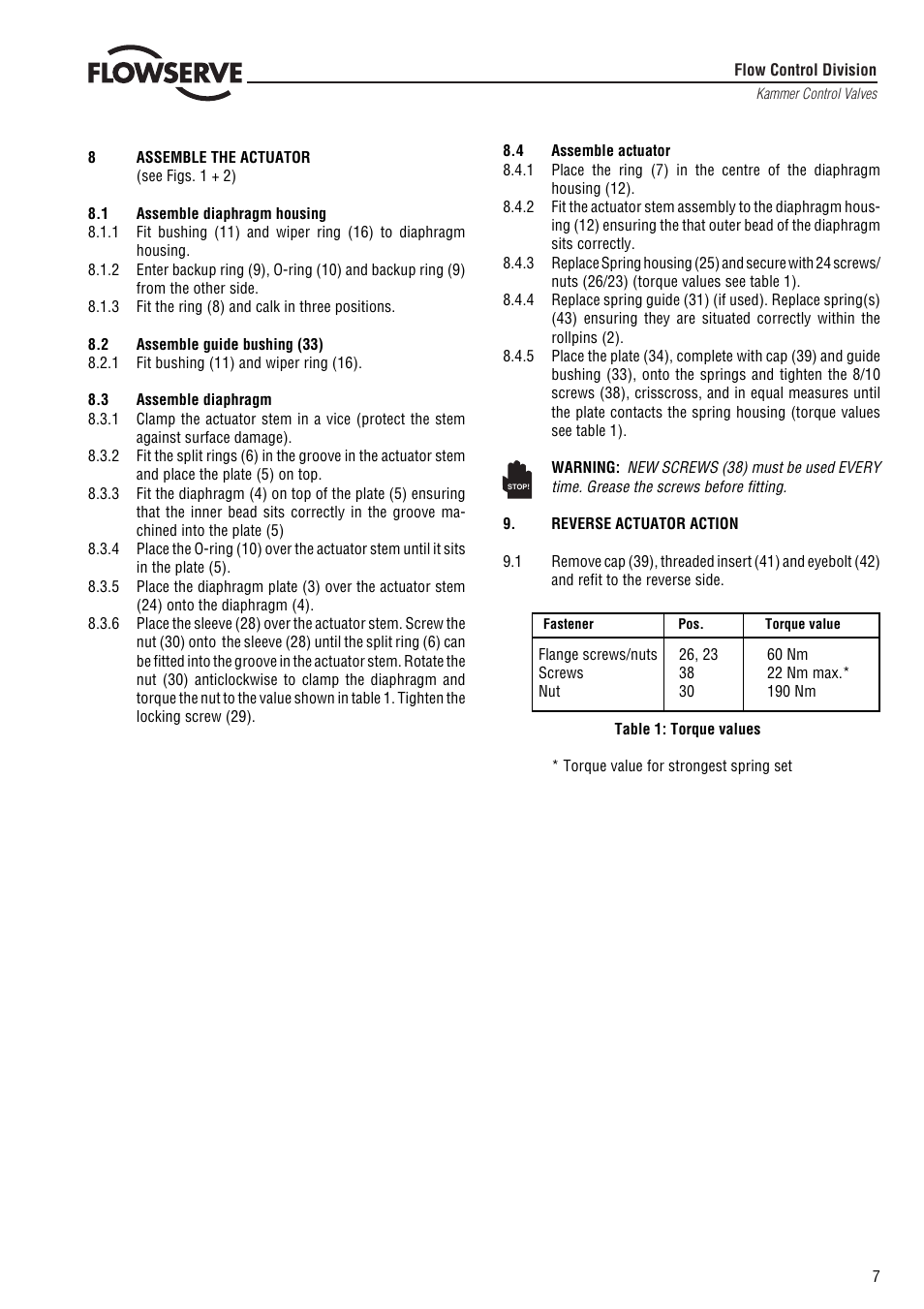Flowserve 3 Series P6 Type Kämmer Pneumatic Actuator User Manual | Page 7 / 8