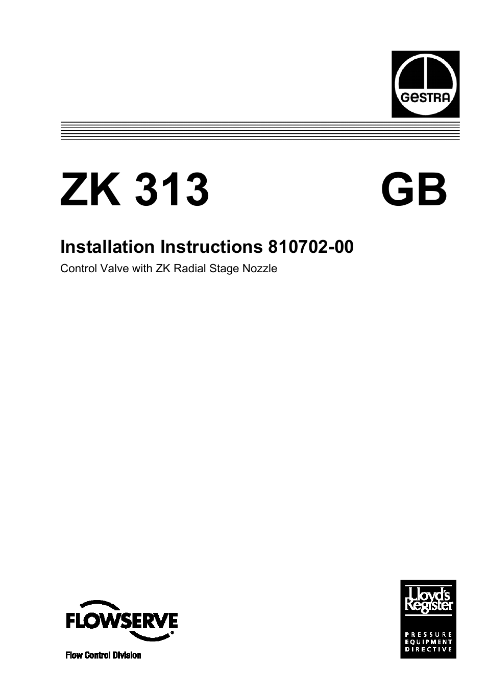 Flowserve ZK 313 User Manual | 16 pages