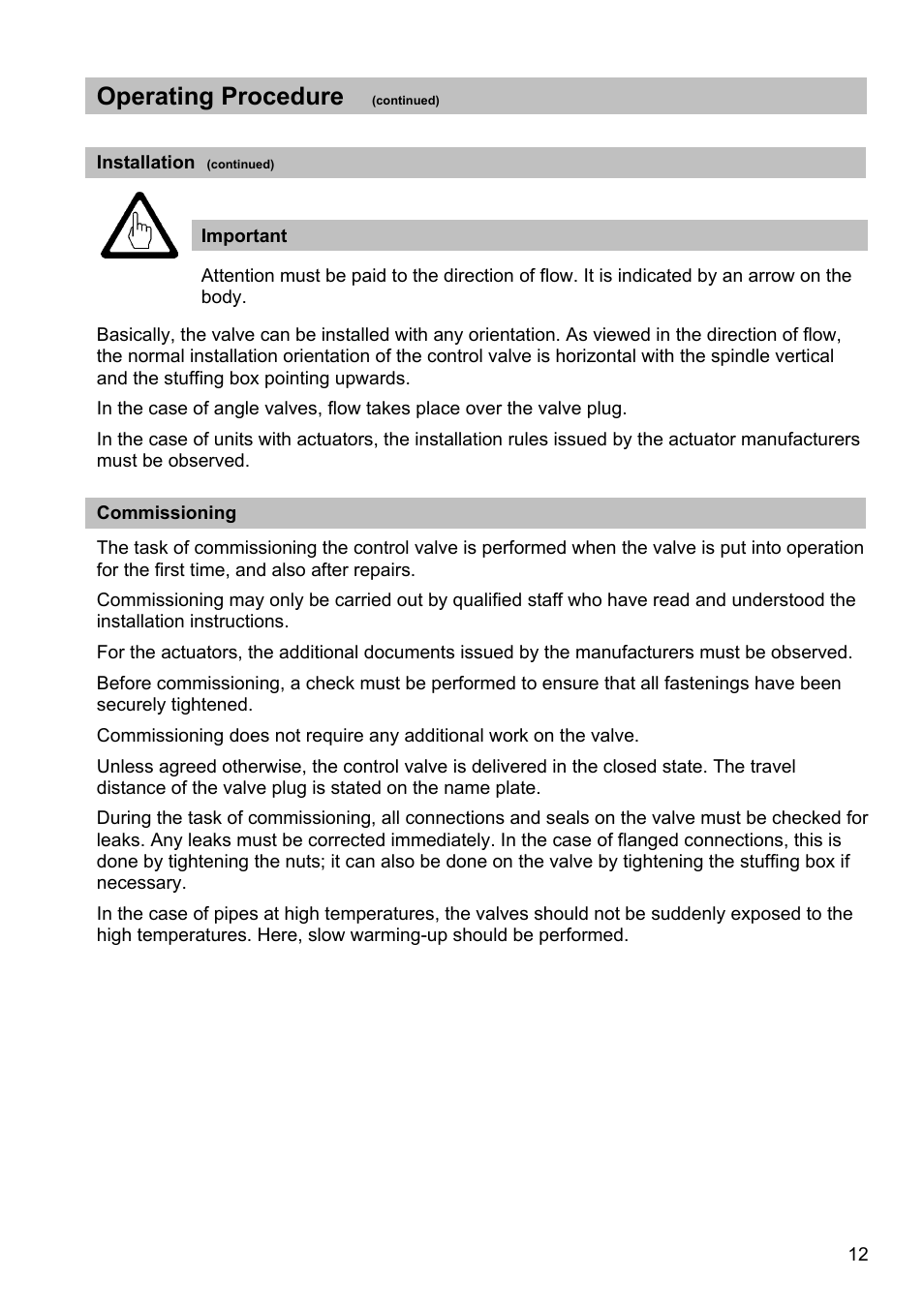 Operating procedure | Flowserve ZK 313 User Manual | Page 12 / 16