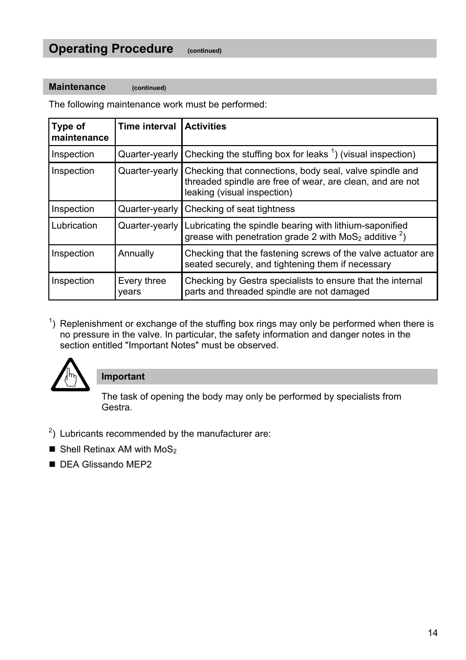 Operating procedure | Flowserve ZK 313 User Manual | Page 14 / 16