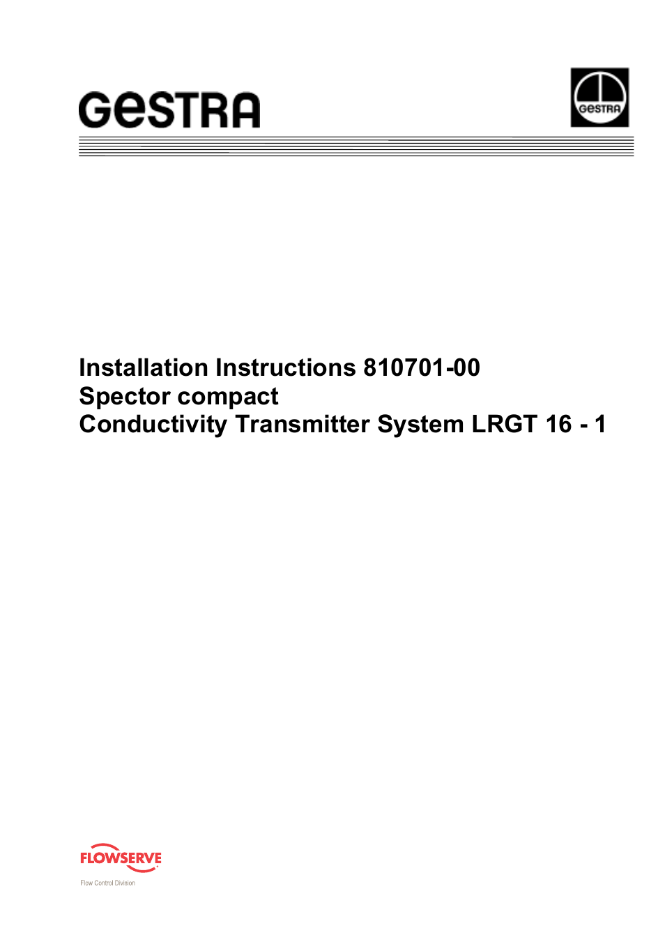 Flowserve LRGT16-1 Spector compact Conductivity Transmitter System User Manual | 28 pages
