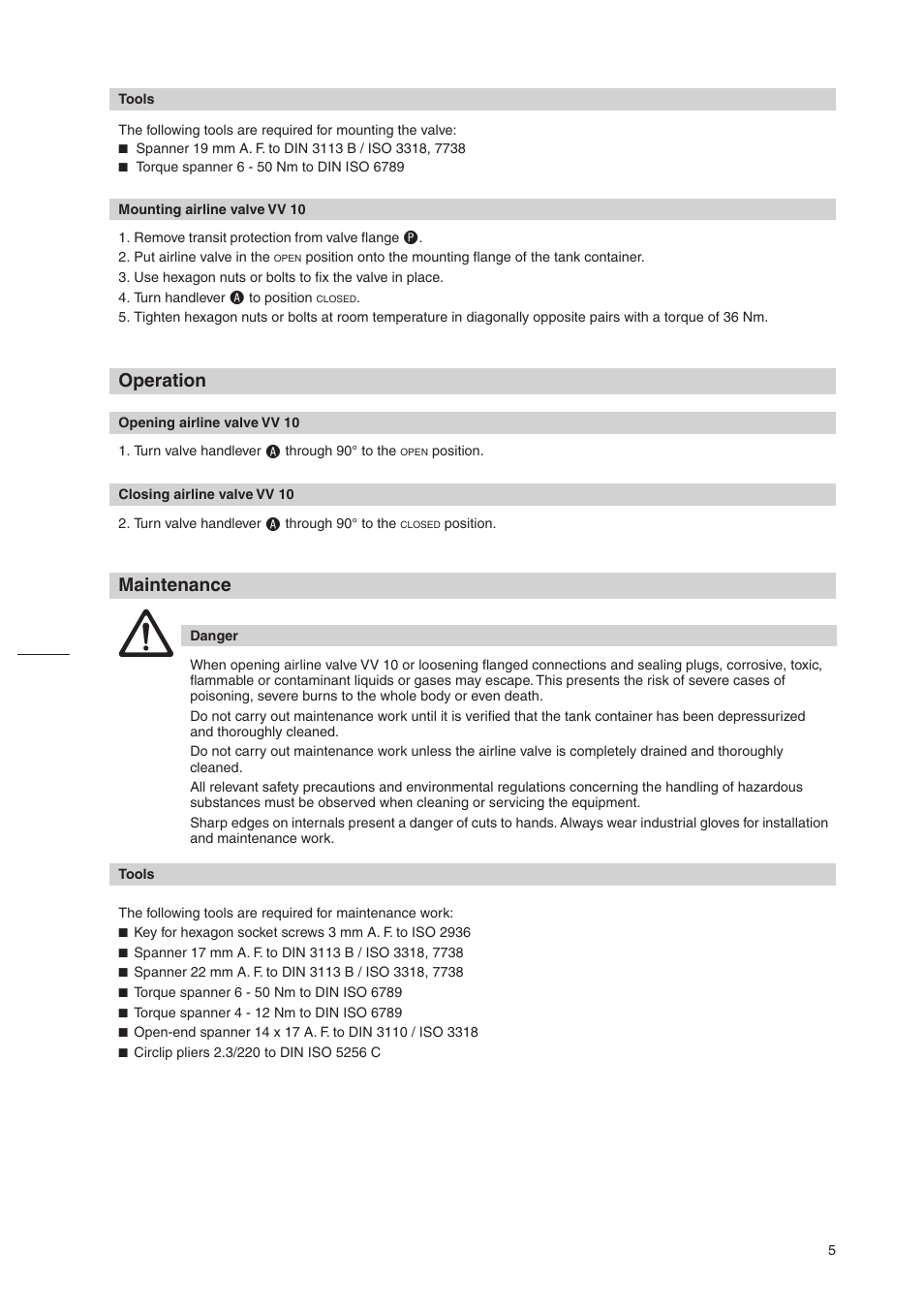 Operation, Maintenance | Flowserve VV 10 User Manual | Page 5 / 8