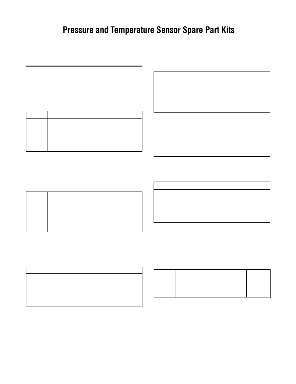 Pressure and temperature sensor spare part kits | Flowserve 2000 Series Digital Positioner User Manual | Page 20 / 24