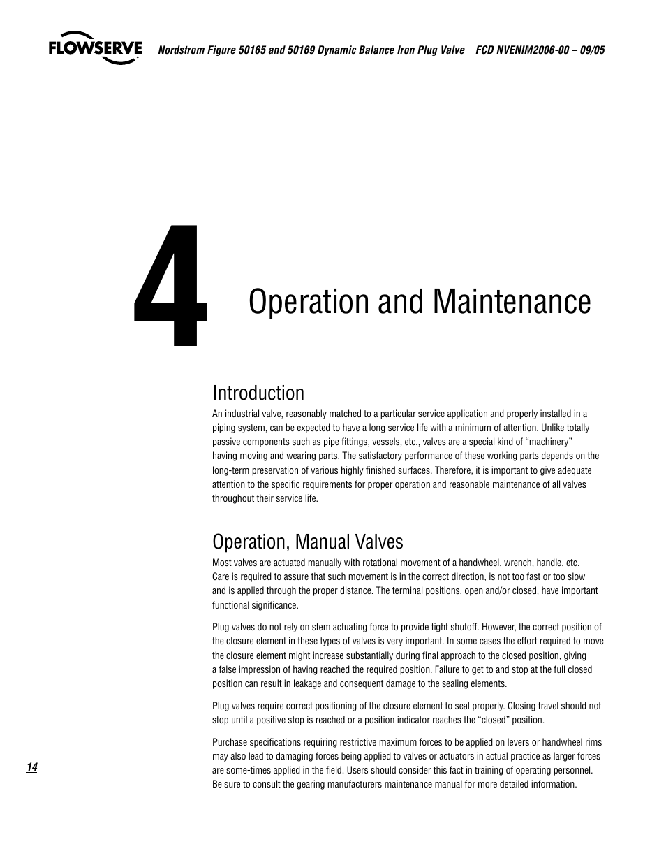 Operation and maintenance | Flowserve 50165 Nordstrom Figure User Manual | Page 14 / 40