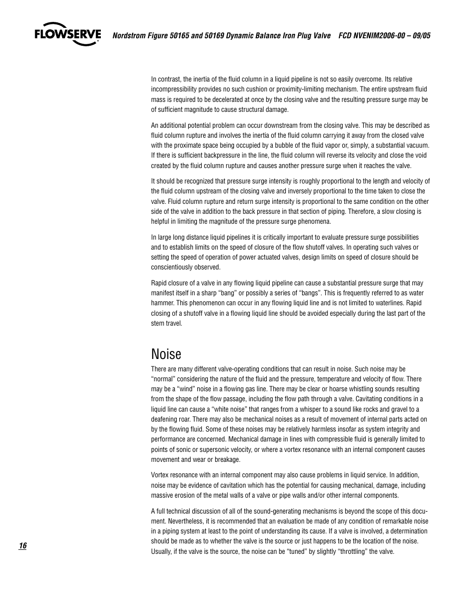 Noise | Flowserve 50165 Nordstrom Figure User Manual | Page 16 / 40