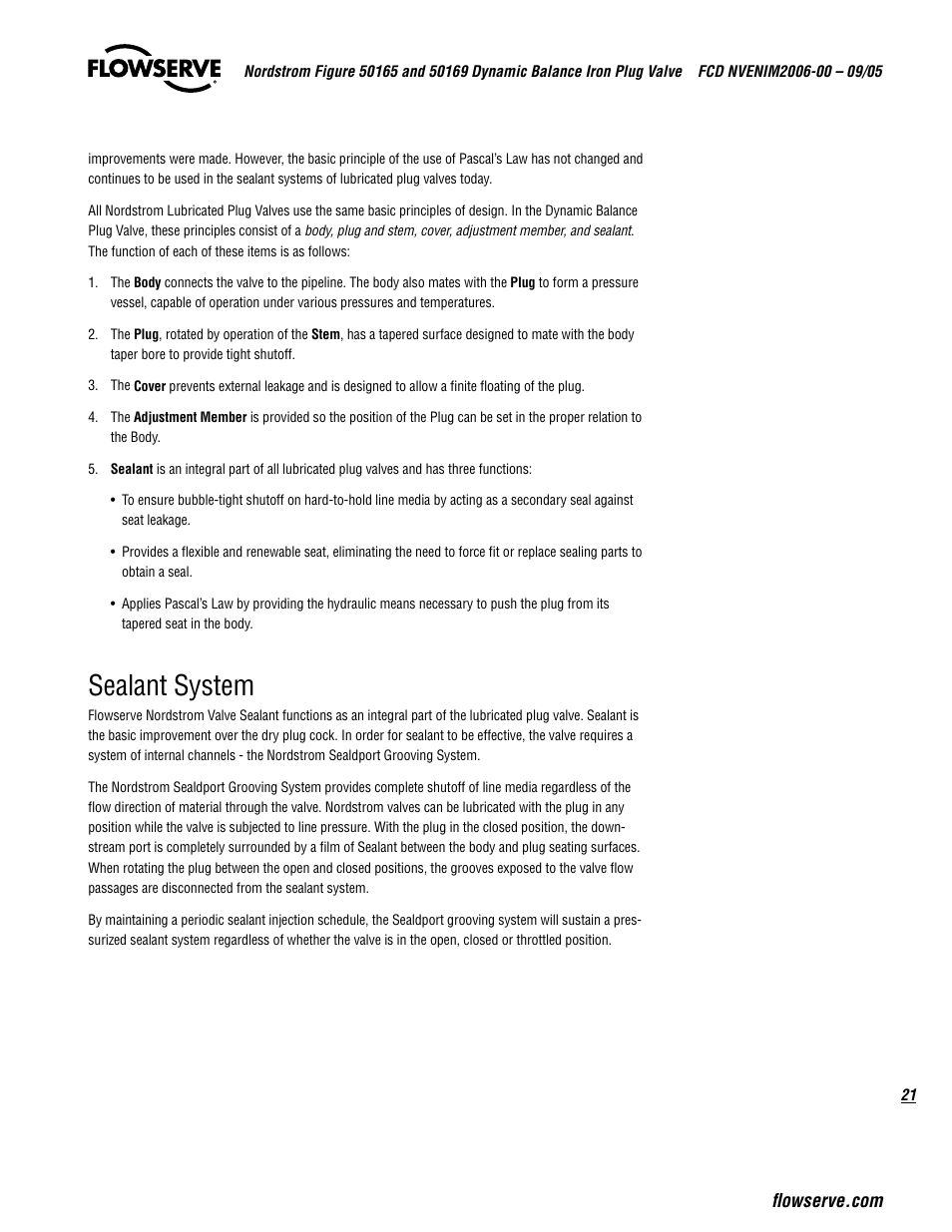 Sealant system | Flowserve 50165 Nordstrom Figure User Manual | Page 21 / 40