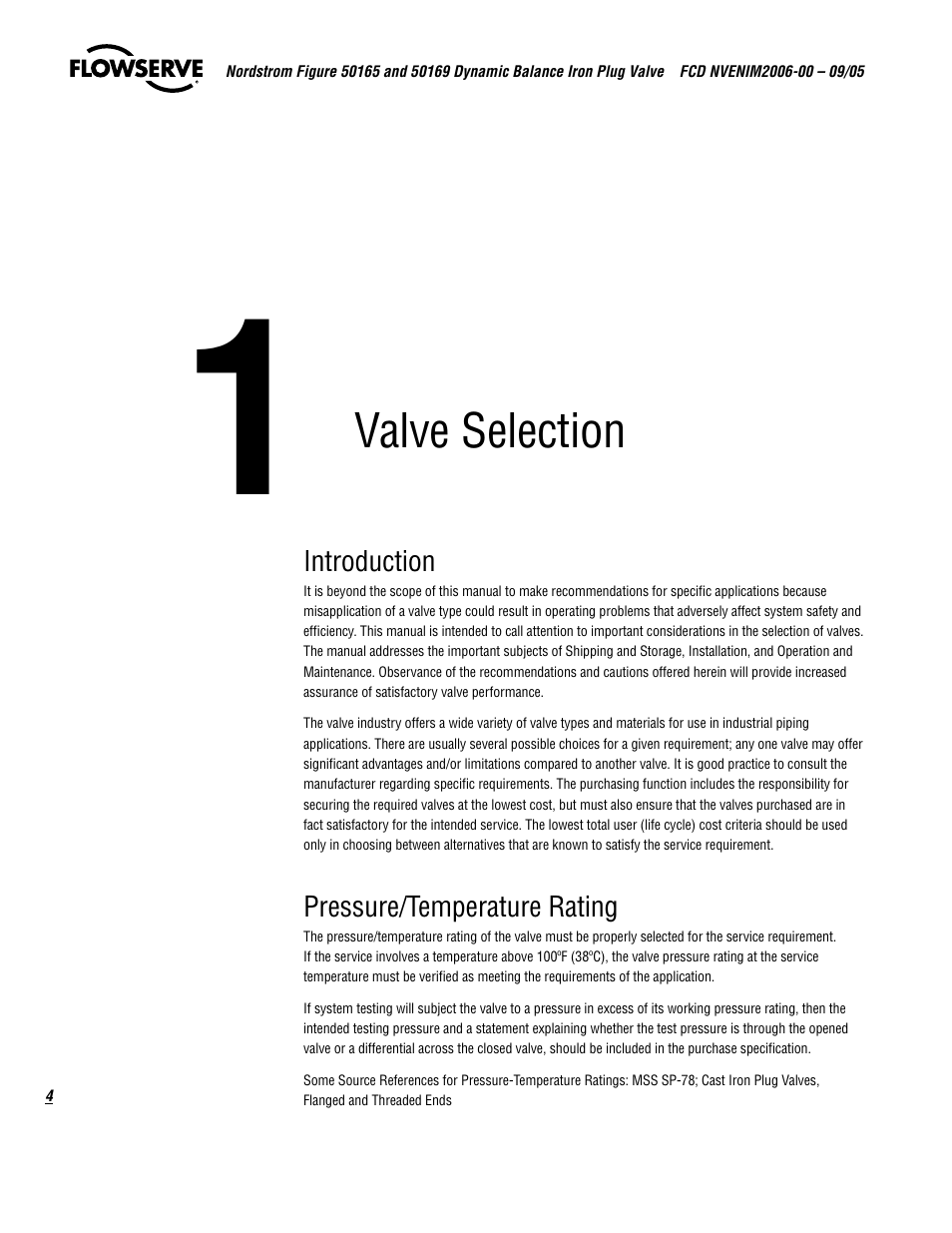 Valve selection | Flowserve 50165 Nordstrom Figure User Manual | Page 4 / 40