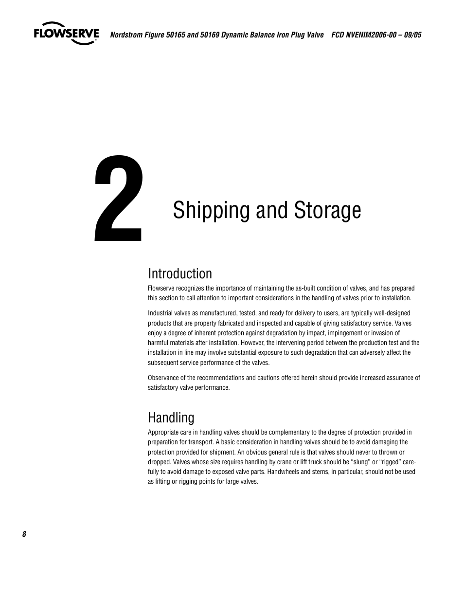 Shipping and storage | Flowserve 50165 Nordstrom Figure User Manual | Page 8 / 40