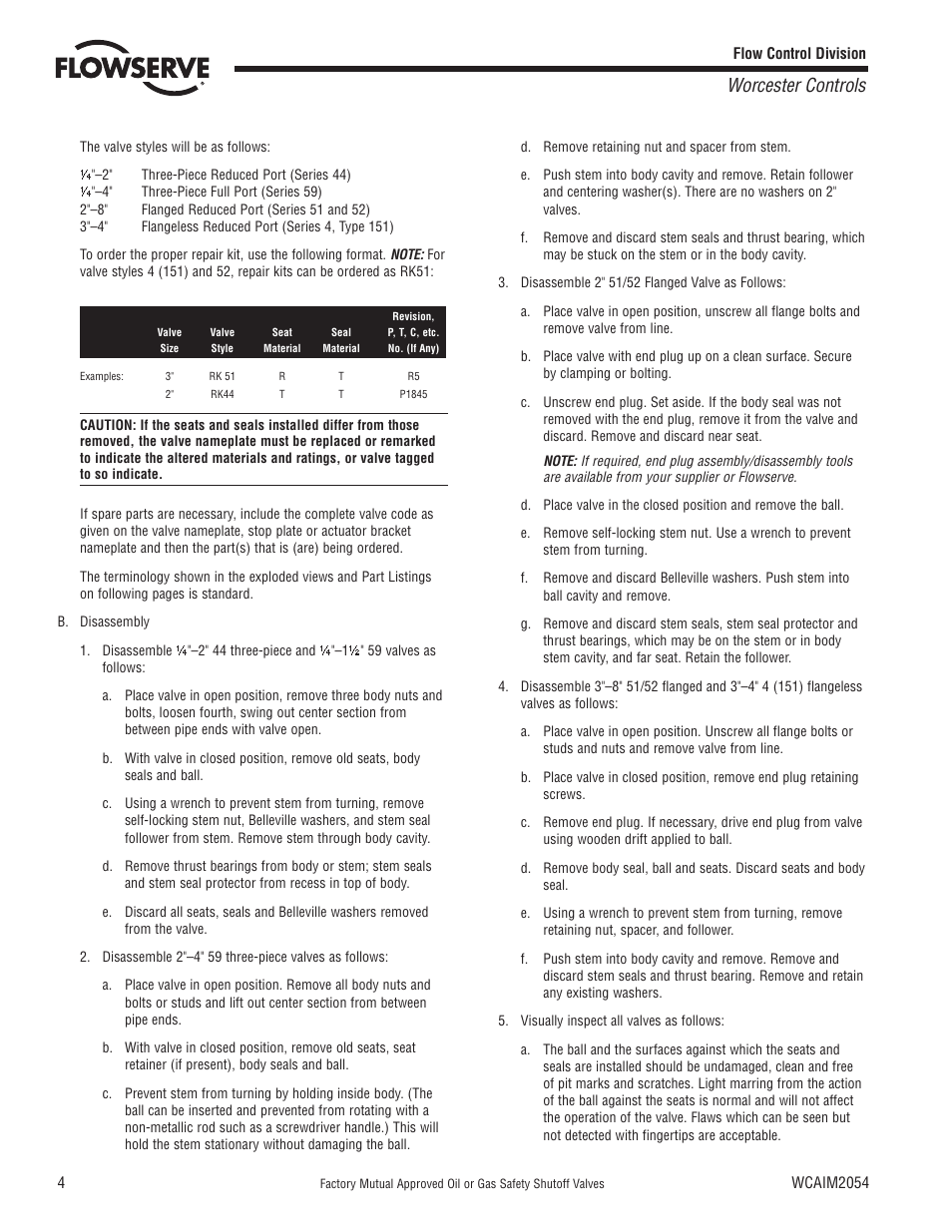 Worcester controls | Flowserve Factory Mutual Approved Oil or Gas Safety Shutoff Valve User Manual | Page 4 / 16