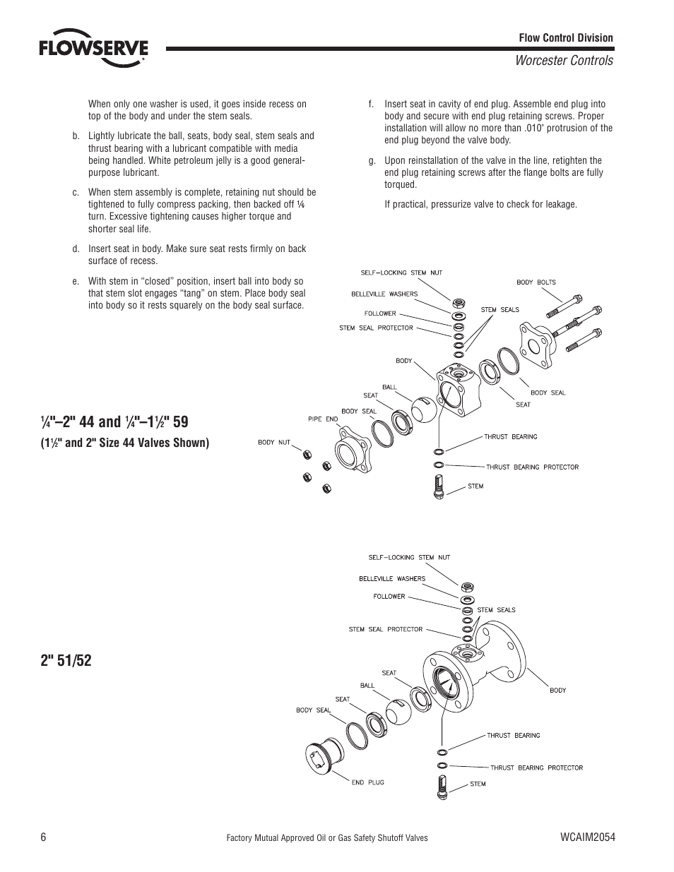 2" 44 and, Worcester controls | Flowserve Factory Mutual Approved Oil or Gas Safety Shutoff Valve User Manual | Page 6 / 16