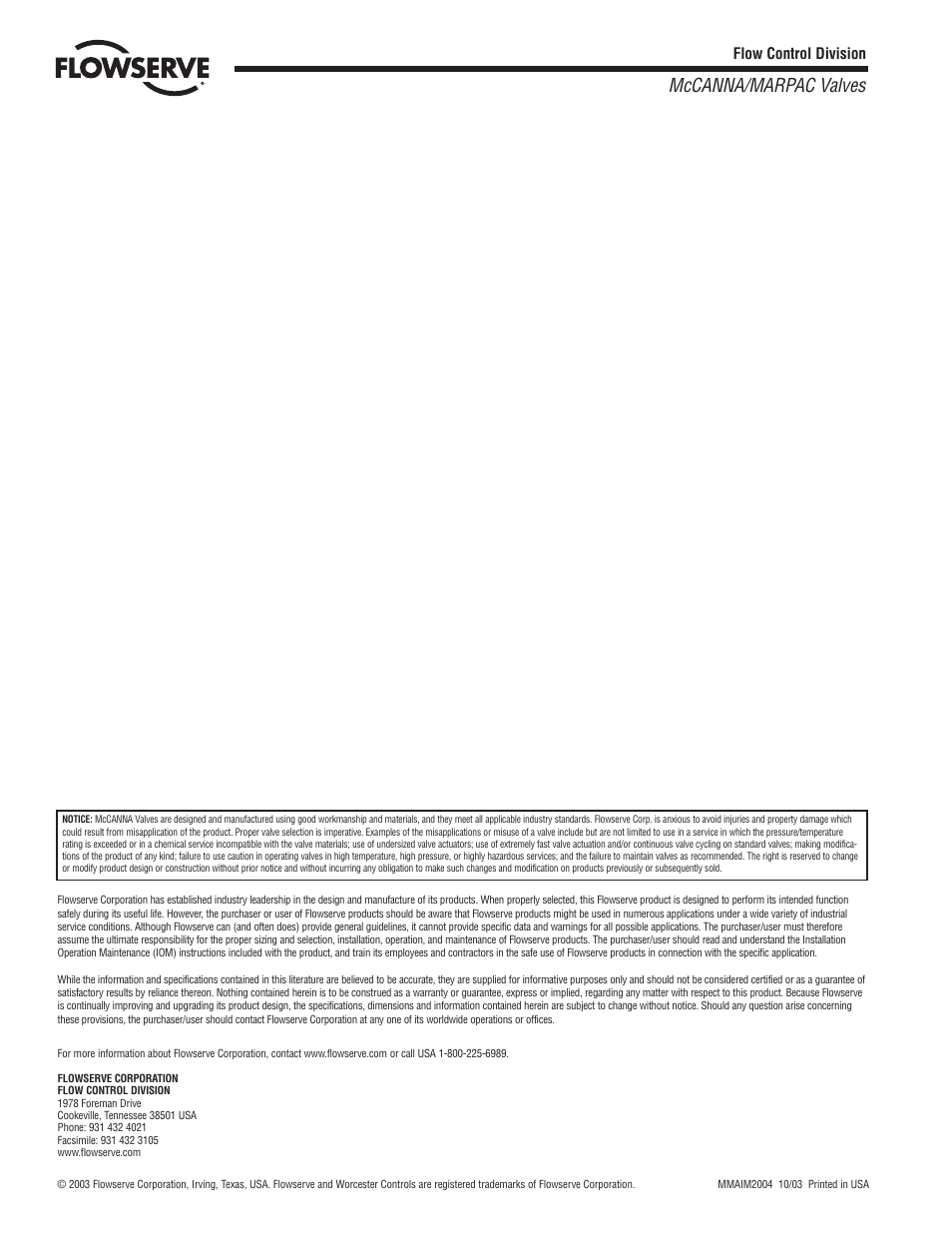 Mccanna/marpac valves | Flowserve E-Series Two-Piece User Manual | Page 4 / 4