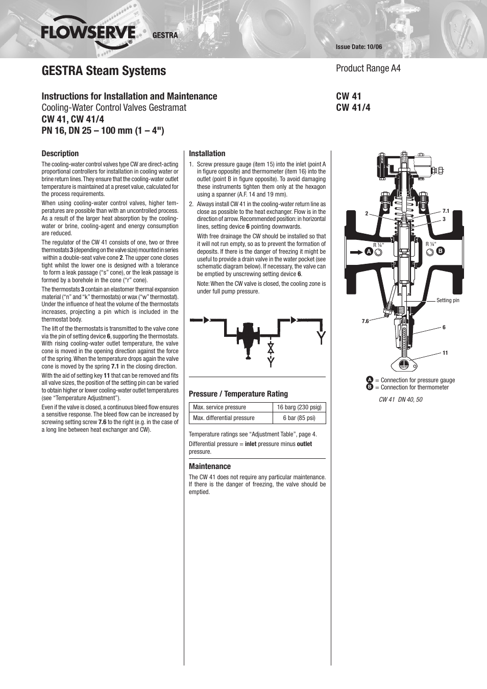 Flowserve CW41 Control Valves User Manual | 4 pages