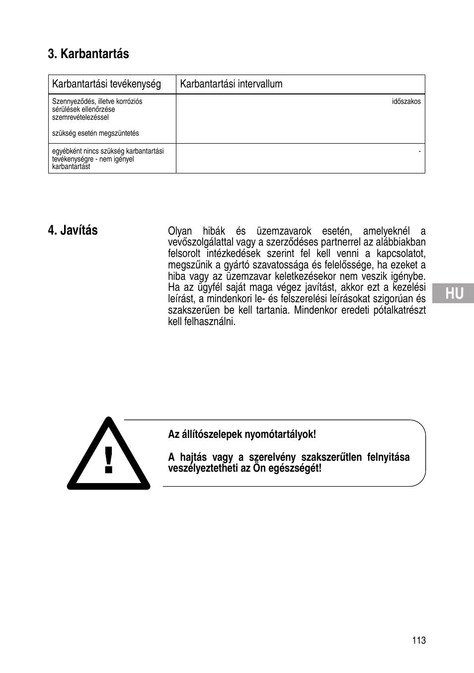 Karbantartás, Javítás | Flowserve Selfacting pressure regulator User Manual | Page 113 / 248