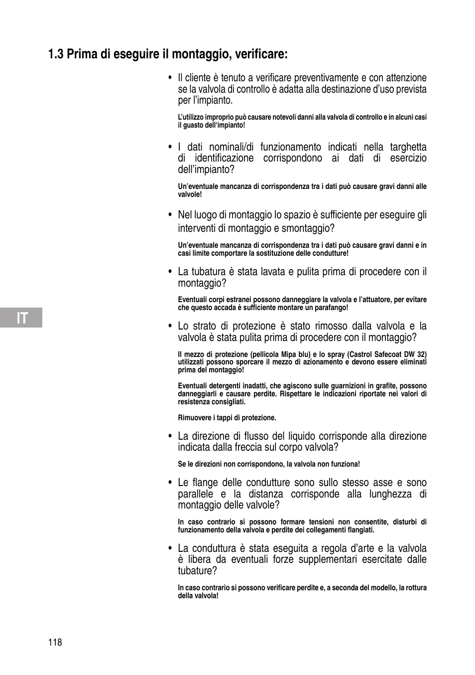 3 prima di eseguire il montaggio, verificare | Flowserve Selfacting pressure regulator User Manual | Page 118 / 248