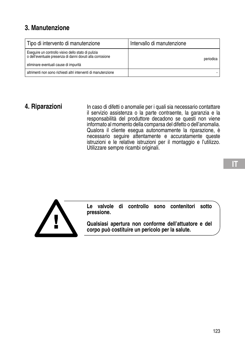 Manutenzione, Riparazioni | Flowserve Selfacting pressure regulator User Manual | Page 123 / 248
