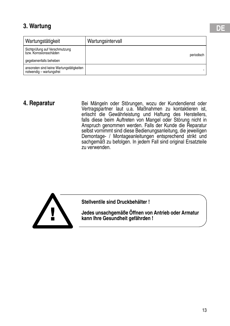 Wartung, Reparatur | Flowserve Selfacting pressure regulator User Manual | Page 13 / 248