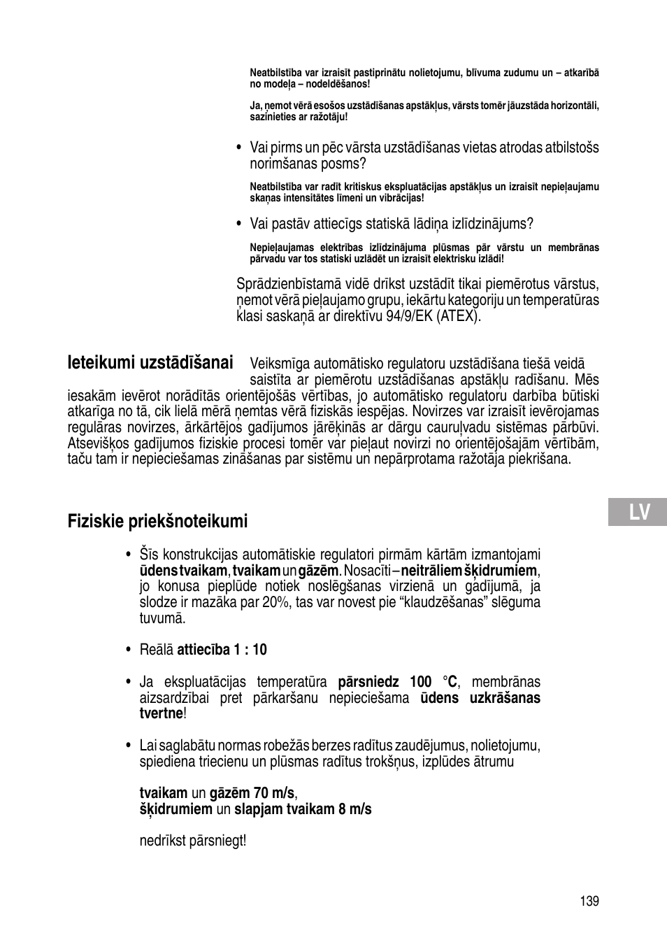 Ieteikumi uzstādīšanai | Flowserve Selfacting pressure regulator User Manual | Page 139 / 248
