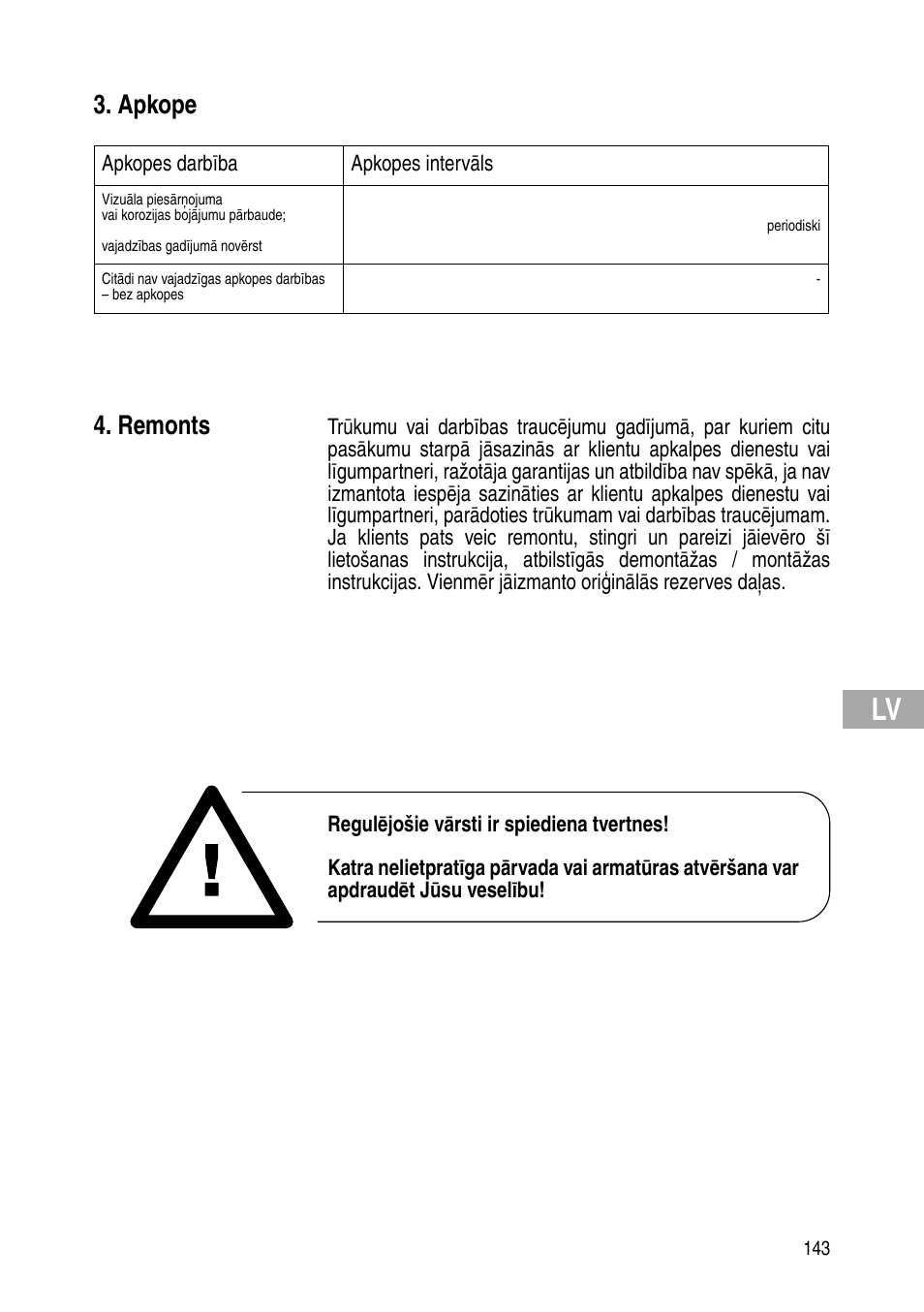 Apkope, Remonts | Flowserve Selfacting pressure regulator User Manual | Page 143 / 248