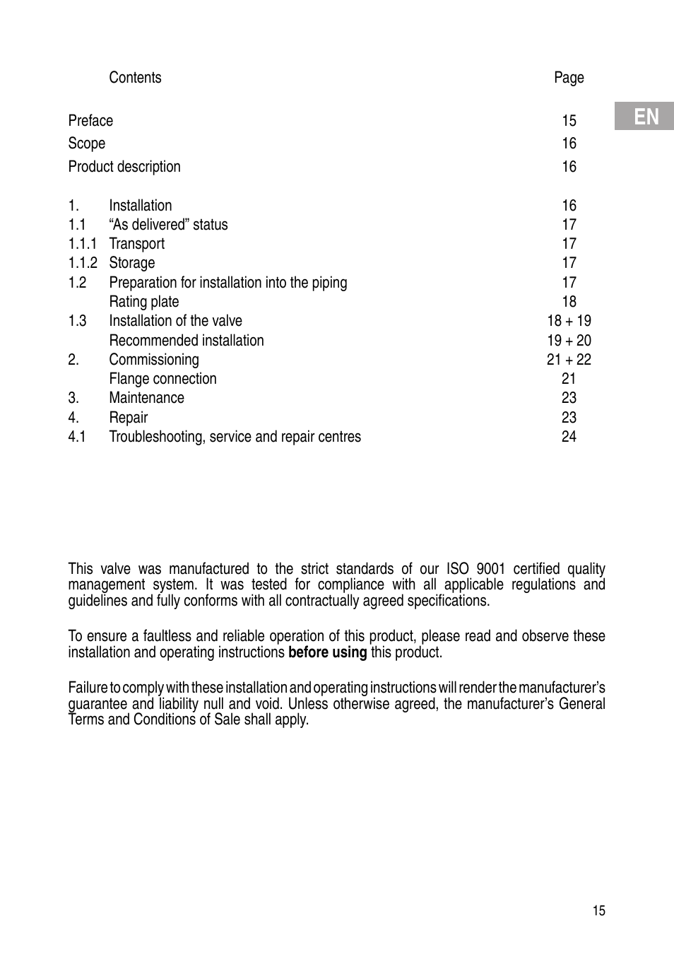 Flowserve Selfacting pressure regulator User Manual | Page 15 / 248