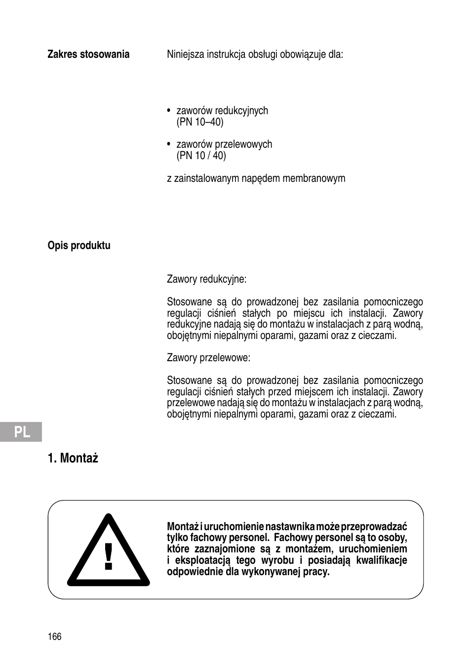 Montaż | Flowserve Selfacting pressure regulator User Manual | Page 166 / 248