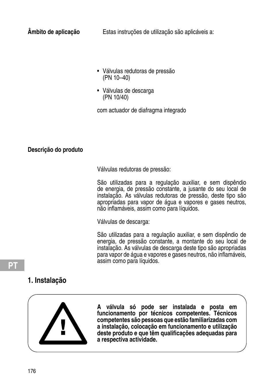 Instalação | Flowserve Selfacting pressure regulator User Manual | Page 176 / 248