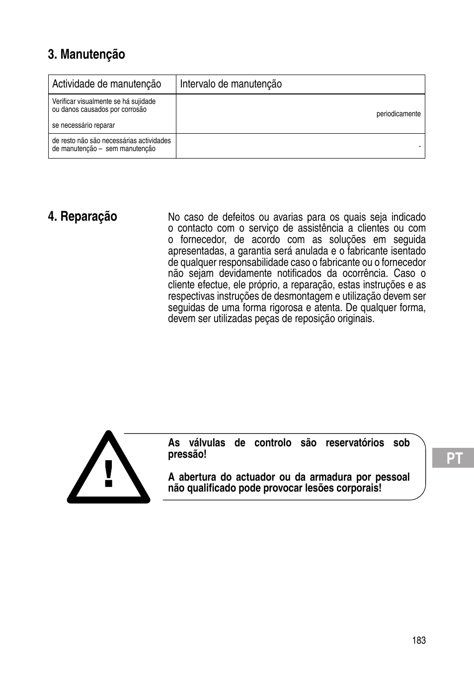 Manutenção, Reparação | Flowserve Selfacting pressure regulator User Manual | Page 183 / 248