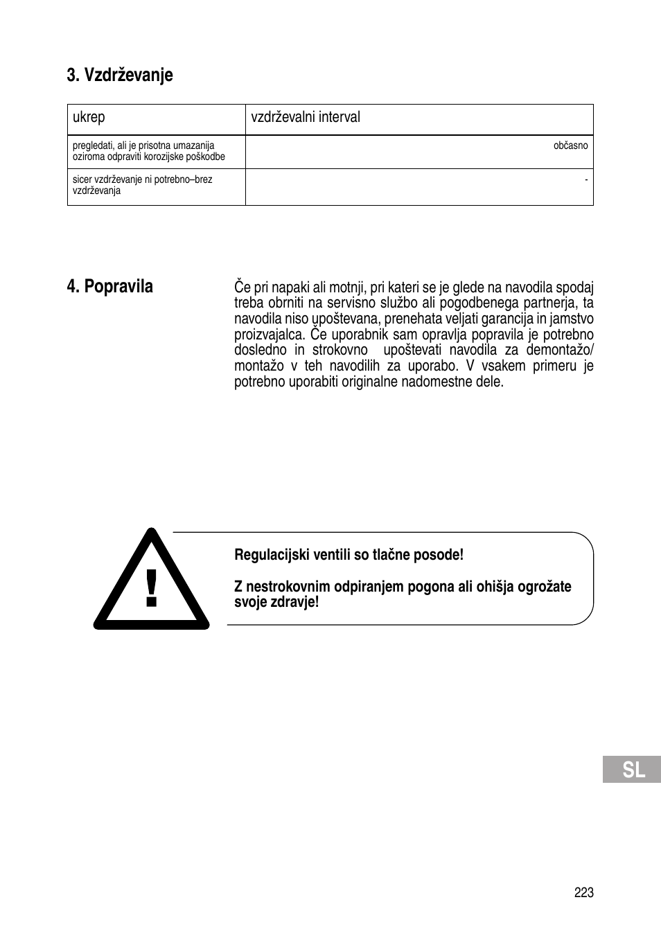 Vzdrževanje, Popravila | Flowserve Selfacting pressure regulator User Manual | Page 223 / 248