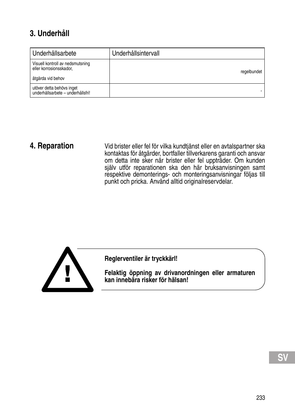 Underhåll, Reparation | Flowserve Selfacting pressure regulator User Manual | Page 233 / 248