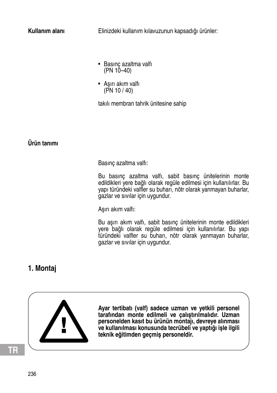 Montaj | Flowserve Selfacting pressure regulator User Manual | Page 236 / 248