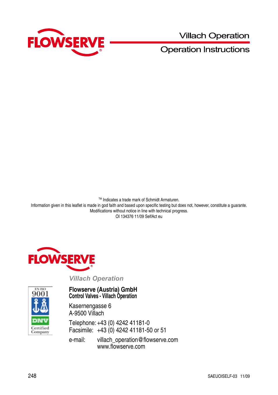 Flowserve Selfacting pressure regulator User Manual | Page 248 / 248