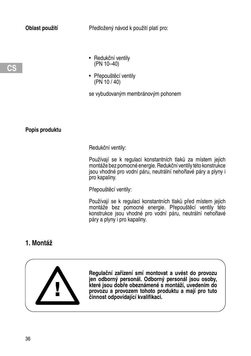 Montáž | Flowserve Selfacting pressure regulator User Manual | Page 36 / 248