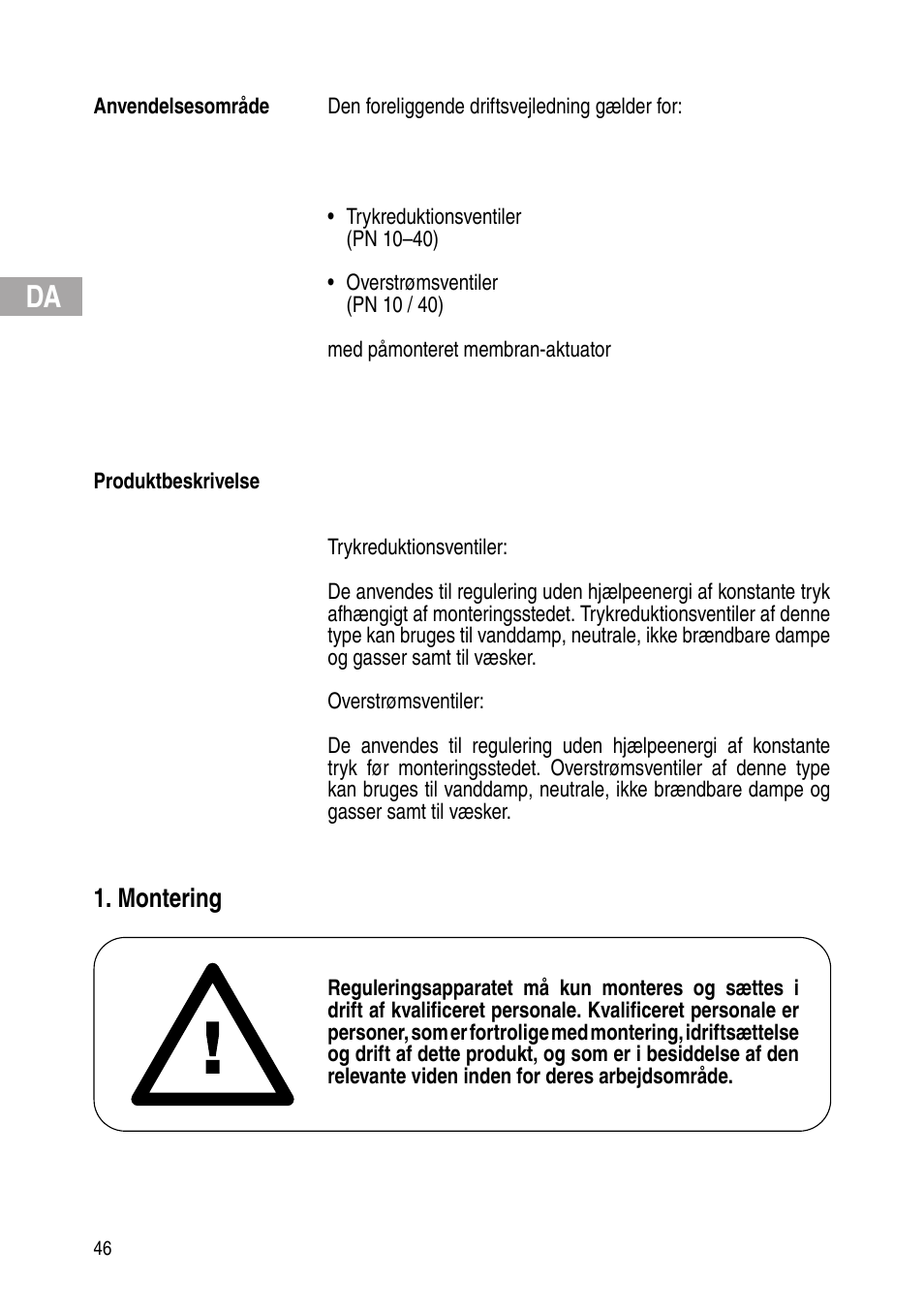 Montering | Flowserve Selfacting pressure regulator User Manual | Page 46 / 248