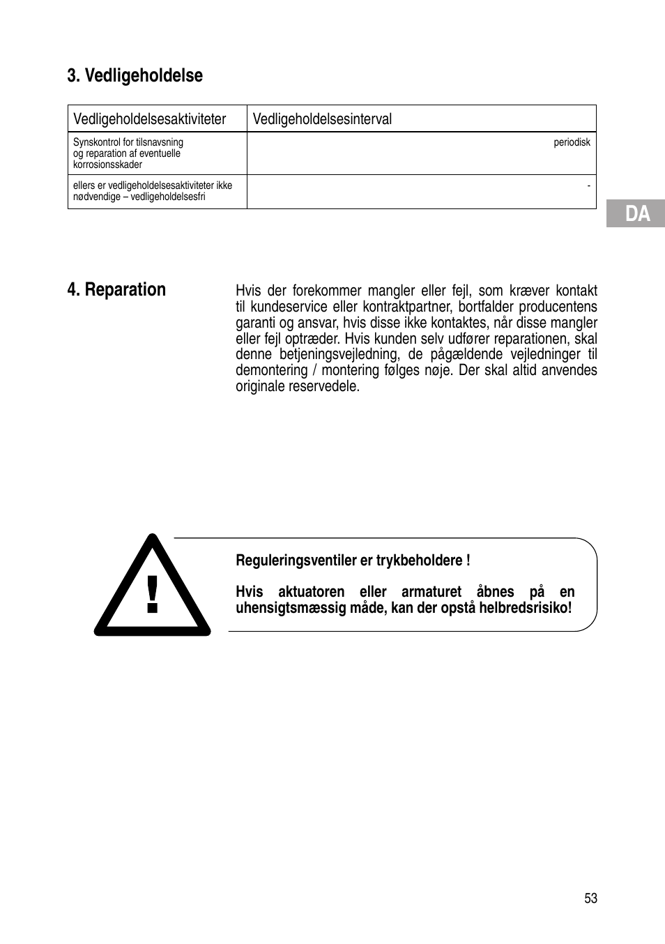 Vedligeholdelse, Reparation | Flowserve Selfacting pressure regulator User Manual | Page 53 / 248