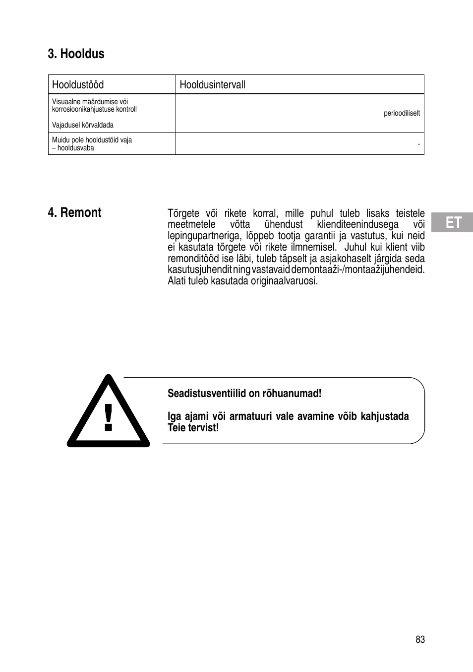 Hooldus, Remont | Flowserve Selfacting pressure regulator User Manual | Page 83 / 248