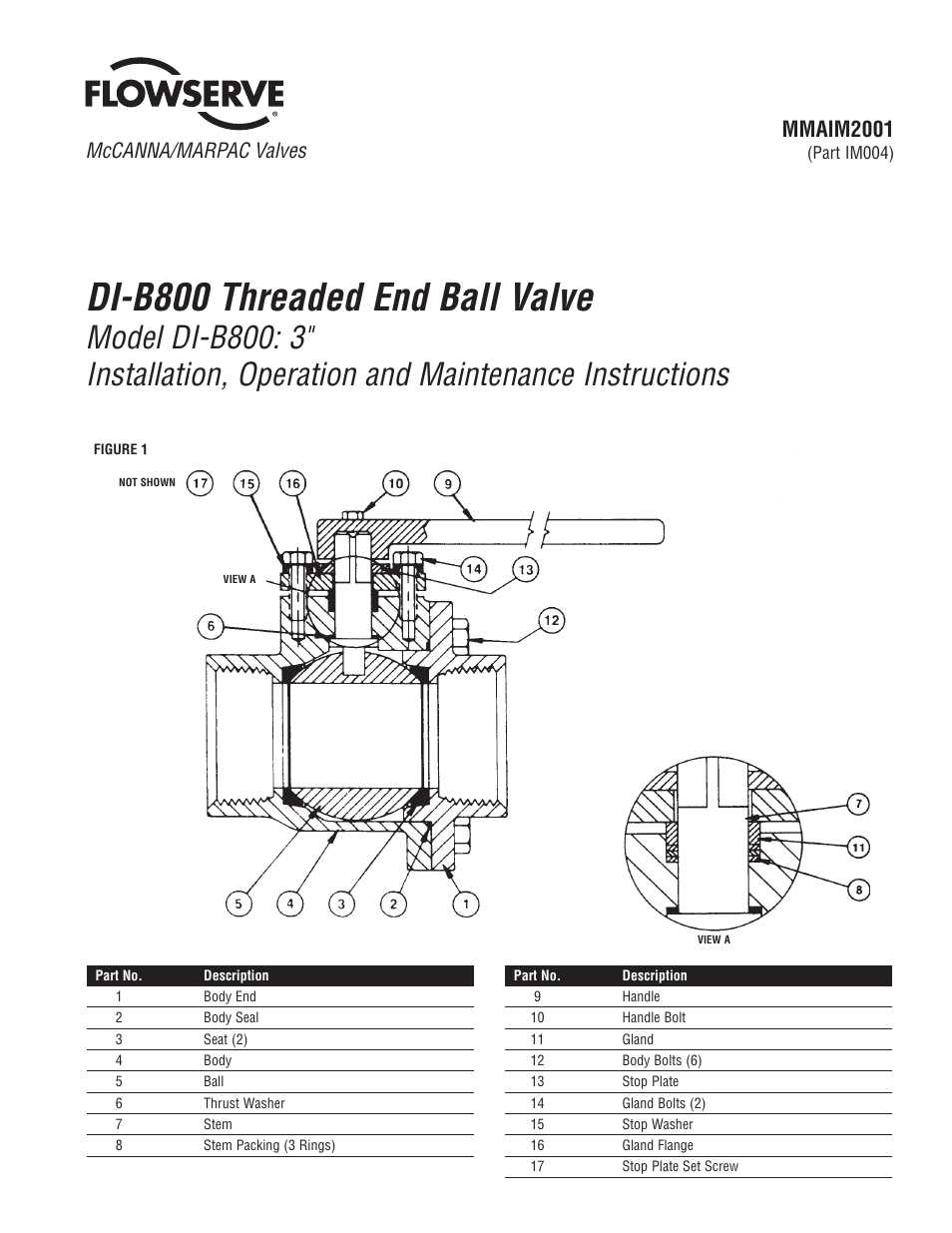 Flowserve DI-B800 User Manual | 2 pages