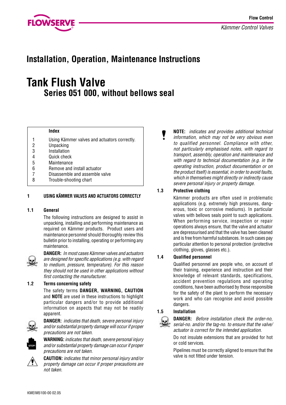 Flowserve 051 000 Series User Manual | 8 pages