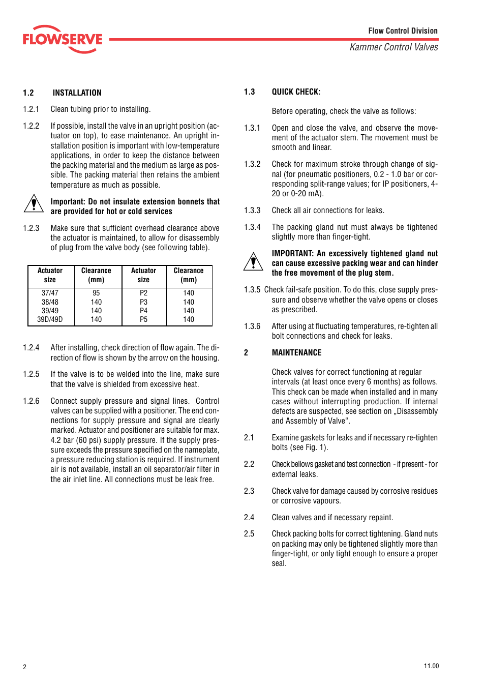 Kammer control valves | Flowserve 035 300 Series User Manual | Page 2 / 8