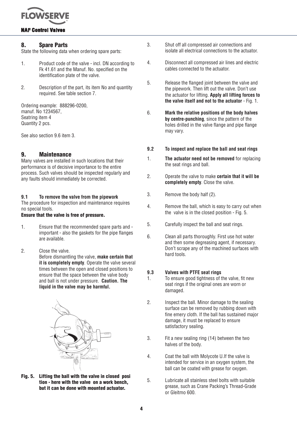 Flowserve NAF-Duball ball valves User Manual | Page 4 / 8