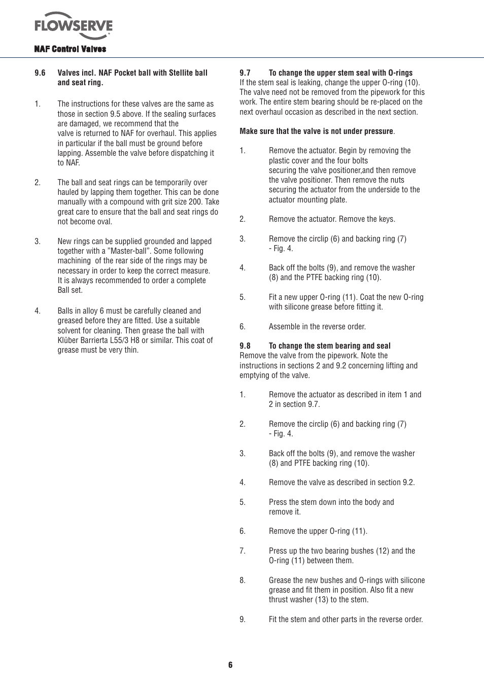Flowserve NAF-Duball ball valves User Manual | Page 6 / 8