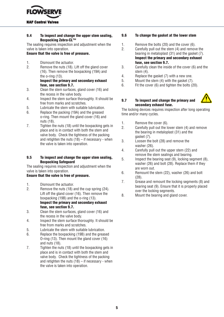 Flowserve NAF-Setball ball sector valve User Manual | Page 5 / 6