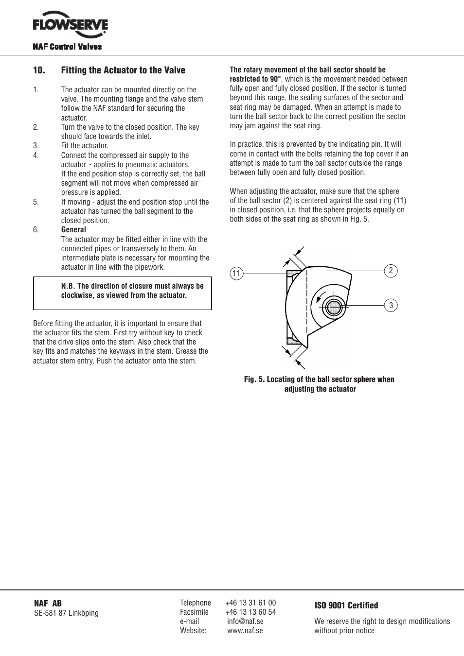 Flowserve NAF-Setball ball sector valve User Manual | Page 6 / 6
