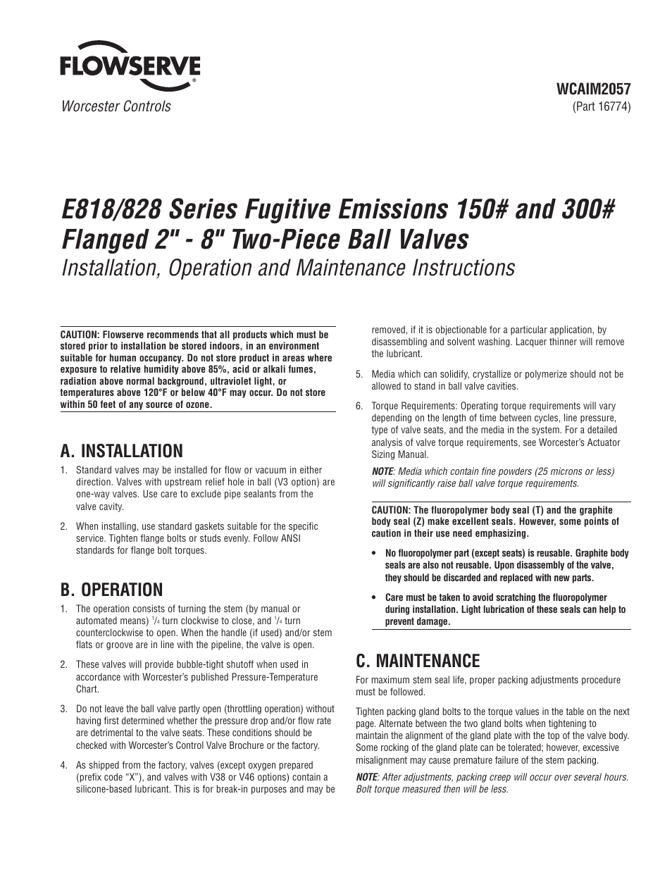 Flowserve E818 Series User Manual | 8 pages