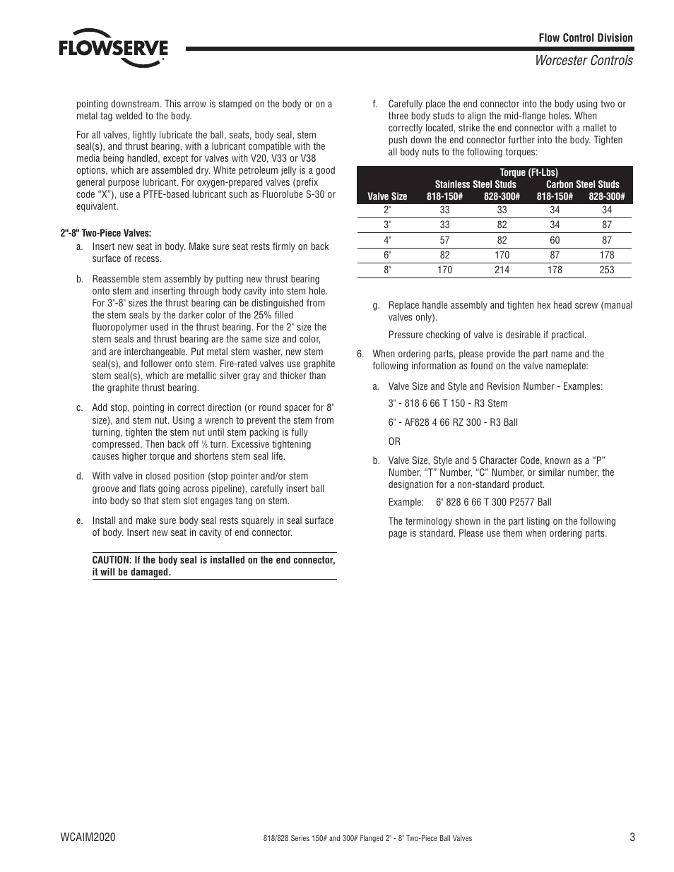 Worcester controls | Flowserve 818 Series User Manual | Page 3 / 4